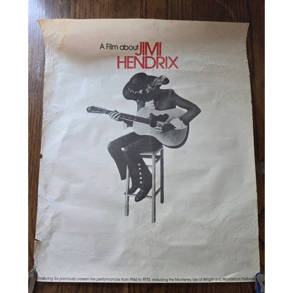 Original 1973 Jimi Hendrix A Film About Hendrix 21x29 Promo Poster Reprise
